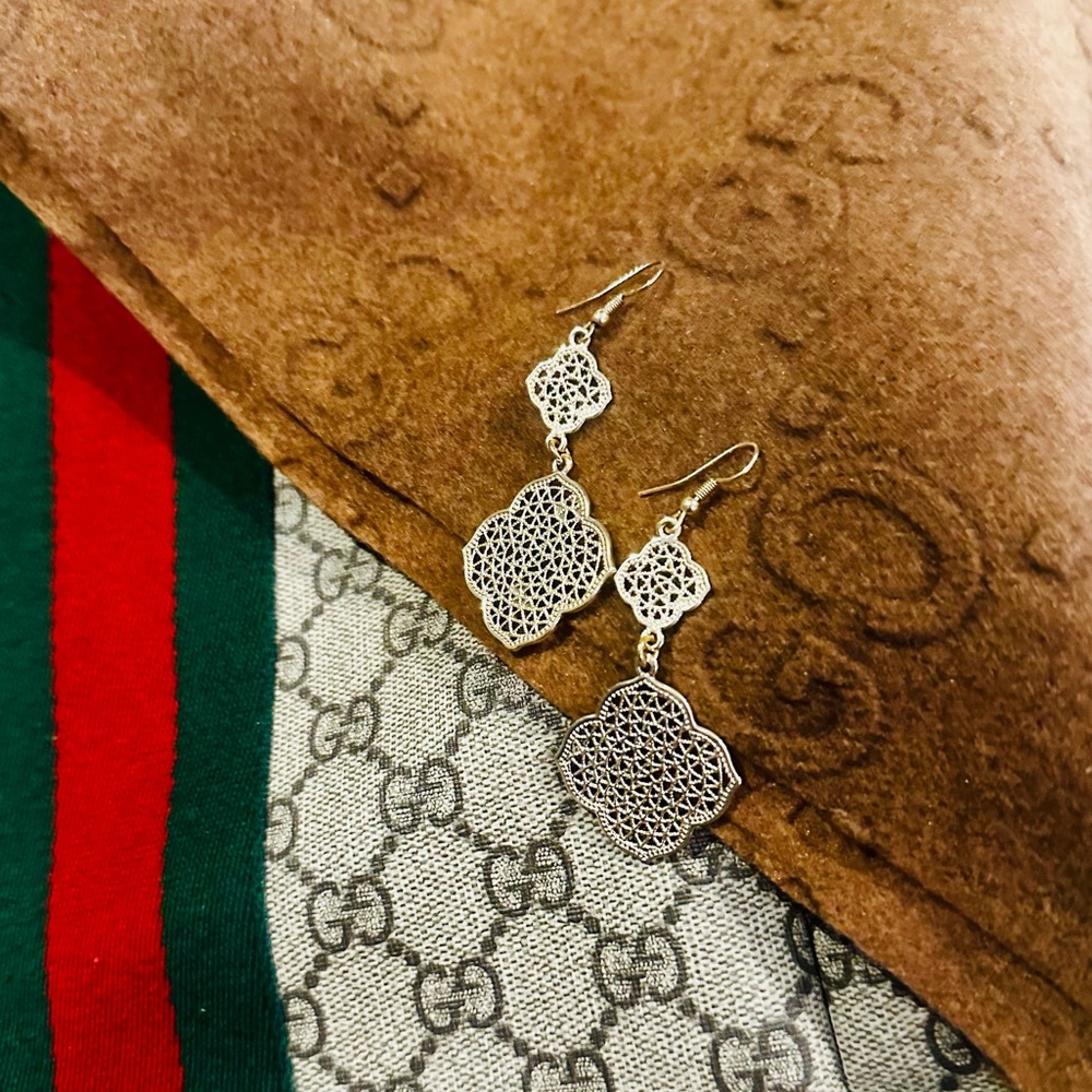 Park Lane Gold Filigree Double Quatrefoil Earrings - Picture 2 of 4